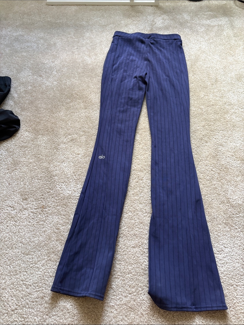 ALO high waist zip up Navy Pinstripe Flare - Picture 3 of 5